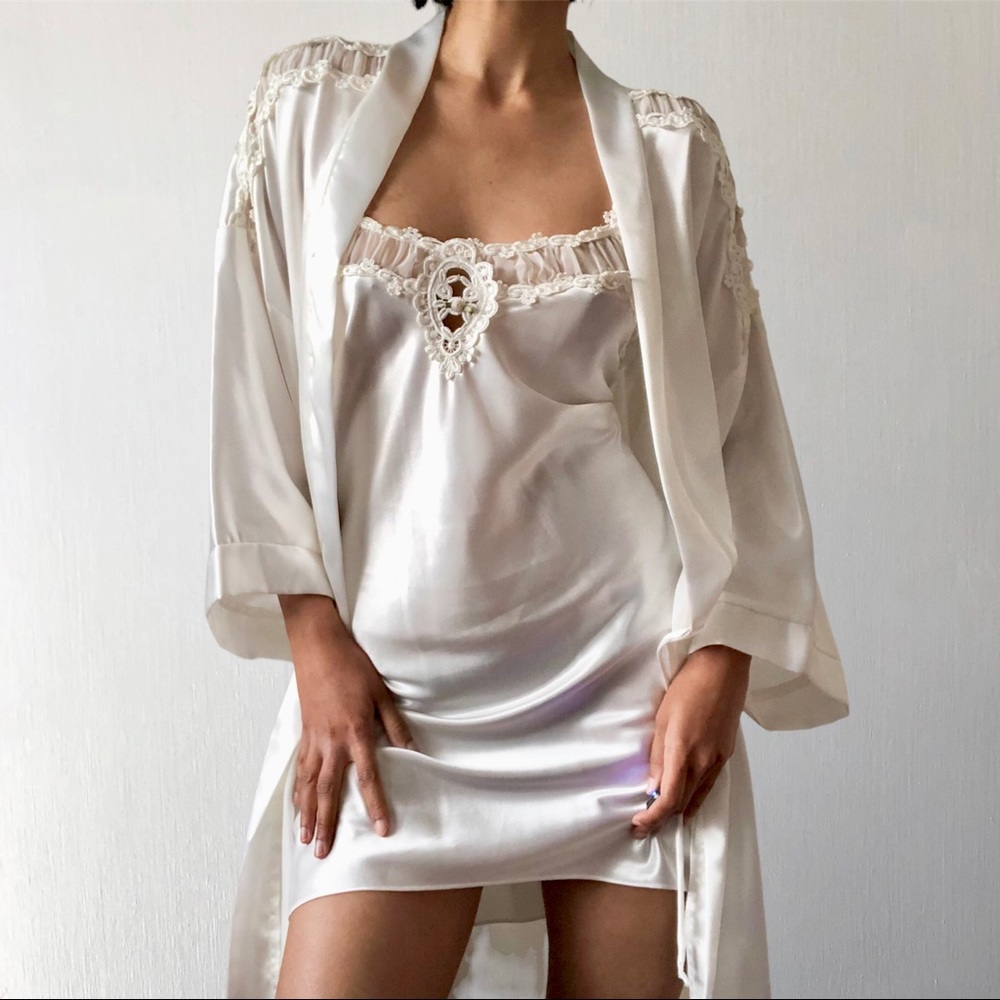 Satin Slip Dress + Matching Robe Set
